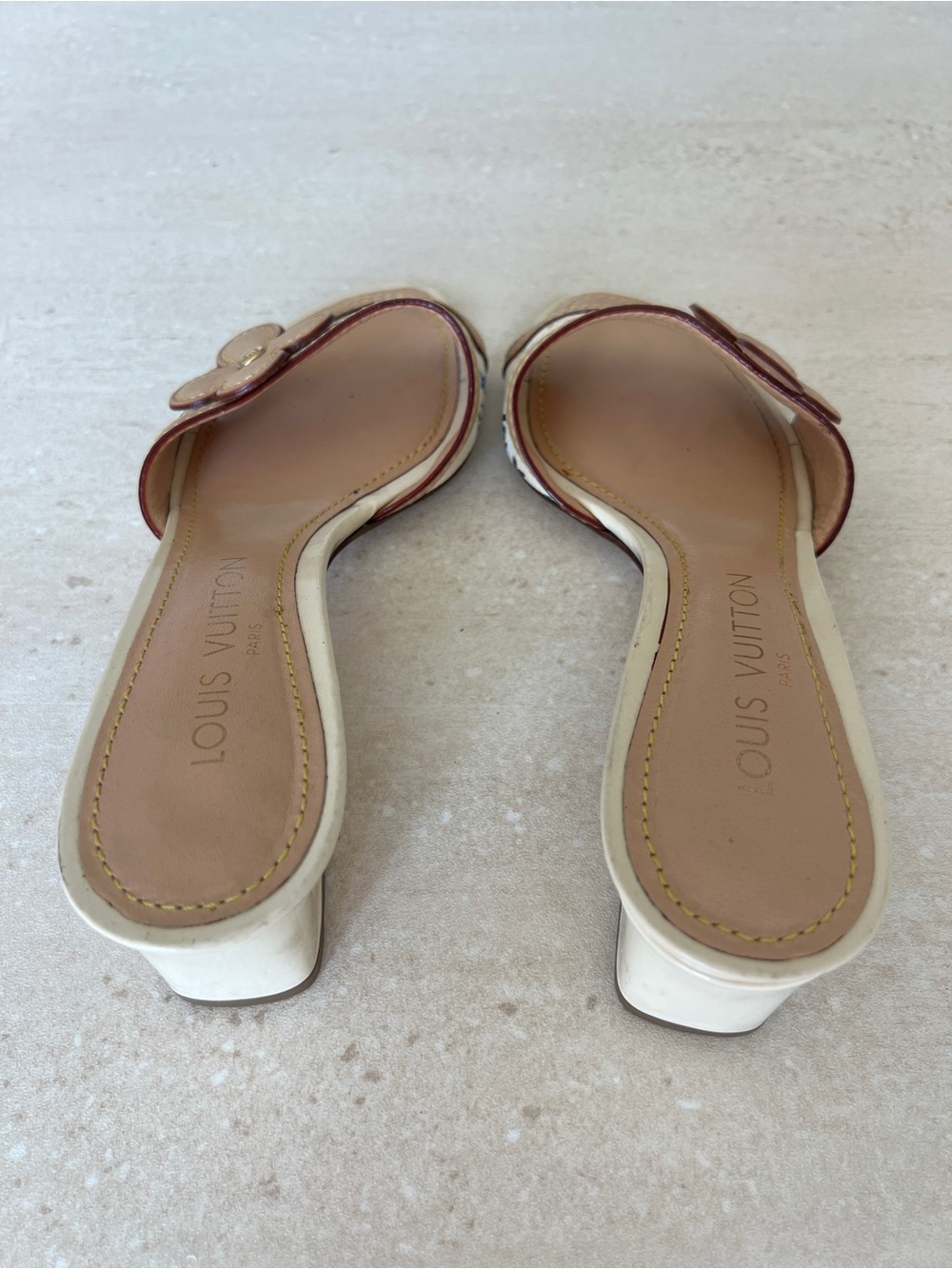 Louis Vuitton Beige Multicolor Monogram Flower Slide Mules - Picture 9 of 10